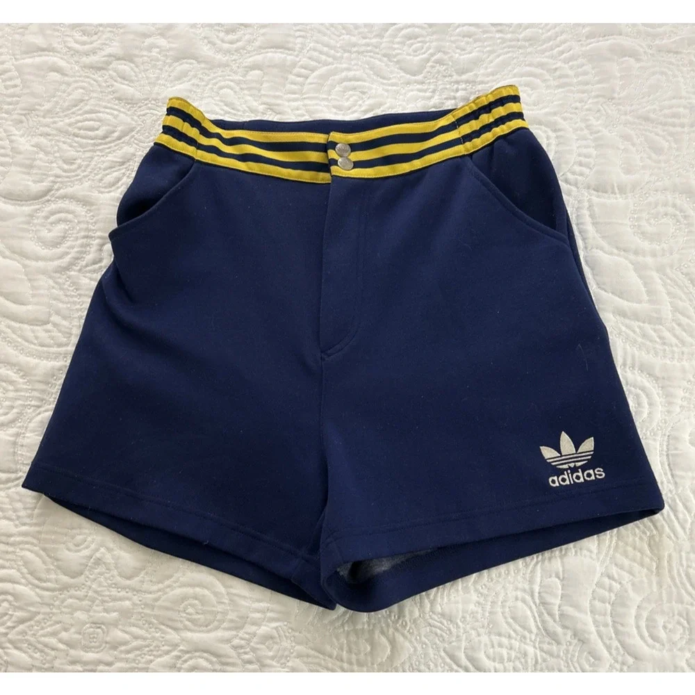 90's Adidas Trefoil Track Shorts Men’s S Navy Vintage Retro Running Streetwear